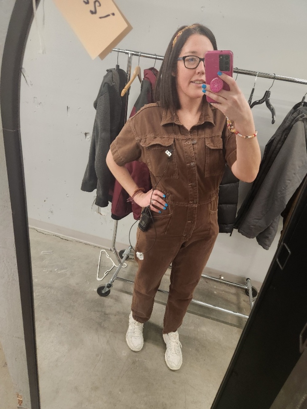 We the free Marci Denim jumpsuit large brown denim guc - Picture 8 of 8